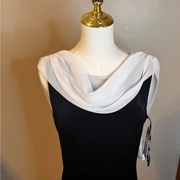 Vintage Night Way Collections Evening Formal  Gown Size 12 Tags NOS Black White - Picture 9 of 11